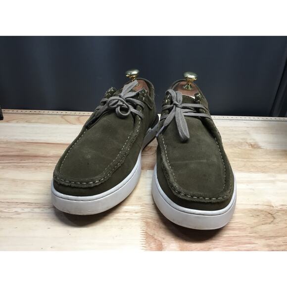 Clarks Courtlite Wally Casual Shoes Men's 11 Dark Olive Leather Lace-Up Low Top - Picture 1 of 6